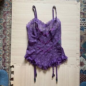 Lace Trim Purple Chemise